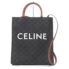 Céline Borsa tote in tela e pelle marrone scuro Celine