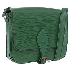 LOUIS VUITTON Schultertasche Cartouchiere MM Epi Grün M52244 LV Auth AMZ360