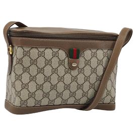 Borsa Sherry Line GG Supreme Web di GUCCI in PVC beige e oro 904 02 069 Auth LNZ716