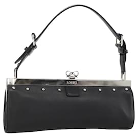 Borsa a Spalla LOEWE in Pelle Argento Nero Auth SW2182V