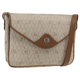 Borsa a spalla in tela a nido d'ape PVC beige oro Auth AMZ354 Christian Dior