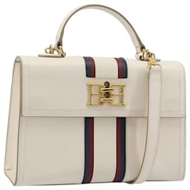 BALLY Borsa a Mano in Pelle 2 in 1 Bianco Oro Auth YKZ532A - Bally