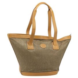 Borsa Tote GUCCI PVC Tela Beige Oro Auth ep13692