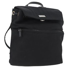 Mochila GUCCI de nylon preta prata 003 0242 Auth 173884