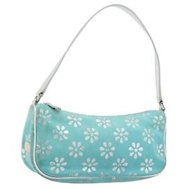 Pochette Accessoire CÉLINE Suède Vert Argent Auth AMZ035A