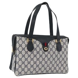 Borsa GUCCI GG Supreme Sherry Line PVC Blu Navy Oro Rosso 41 02 079 Auth ki6604