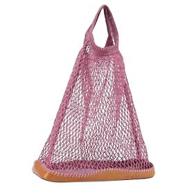 Borsa a mano PRADA in pelle verniciata a rete rosa Auth LNZ700