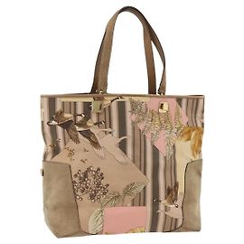 Borsa Tote Salvatore Ferragamo in tela beige oro Auth BA11639