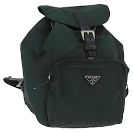 PRADA Rucksack aus Nylon in Grün Silber authentisch 173925