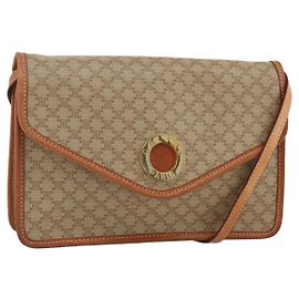 Céline Borsa a Spalla in Tela Macadam CELINE PVC Beige Oro Auth YKZ313A