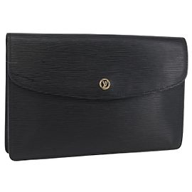 LOUIS VUITTON Clutch Epi Montaigne 27 Nero M52652 LV Auth ep13974