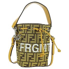 FENDI x FRGMT x POKMON Zucca Canvas Schultertasche 2way Gelb Auth 167139SM