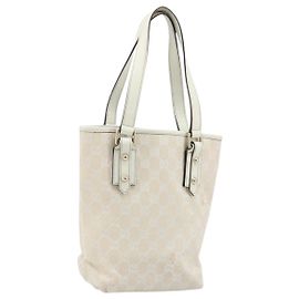 Borsa Tote in Tela GG Gucci Outlet Oro Bianco 257250 Auth am10958