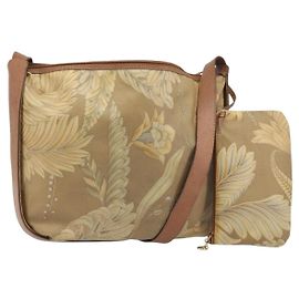 Borsa a Spalla Salvatore Ferragamo PVC Tela Beige Oro Auth bs33984