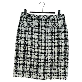 Falda CHANEL Tweed 36 Negro Blanco CC Auth am11048V