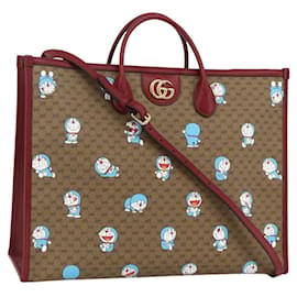 GUCCI GUCCI �~ Borsa Micro GG Supreme Doraemon PVC 2way Beige 653952 Auth ka3262SM