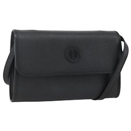 Bolso de Hombro de Cuero Negro y Dorado GUCCI 004 115 3410 Auth BA11580
