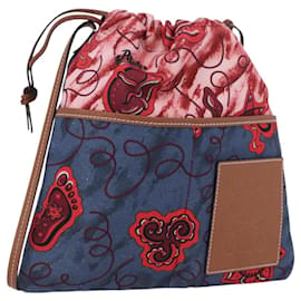 LOEWE Anagram Borsa a Spalla con Corda Paula's Ibiza in Tela Blu Auth ka3363M