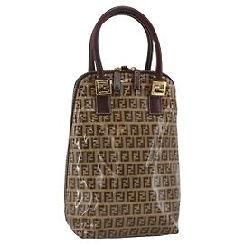 Borsa a mano in tela Zucchino FENDI beige e oro Auth SW2327A