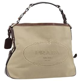 Borsa a Spalla PRADA in Tela Beige Argento Autentica YKZ082A
