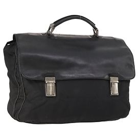 PRADA Borsa a mano in nylon nero argento Auth bs33914