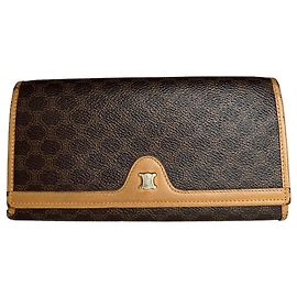 Céline Cartera larga de cuero monograma Triomphe Celine Paris vintage marrón