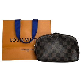 Vintage Louis Vuitton Damier Monogram Leder Clutch / Mini Tasche Braun