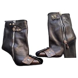 Louis Vuitton Patti Stiefel Schwarz Leder Monogram Canvas