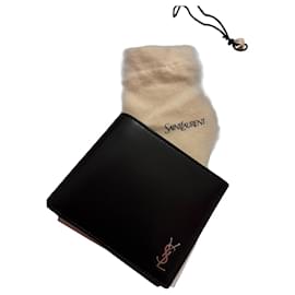 Portefeuille en cuir noir Saint Laurent