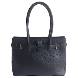 Authentische JRA-Ostrich-Leder-Tote-Tasche - Klassisch schwarzer Luxus - Autre Marque