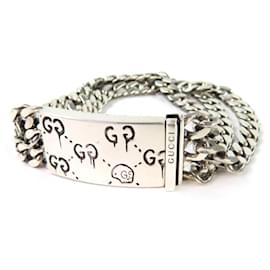 Bracciale charm in argento SV925 con motivo GG e teschio Gucci Ghost