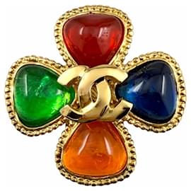 Spilla Fiore Gripoix Coco Mark Vintage 96A di Chanel