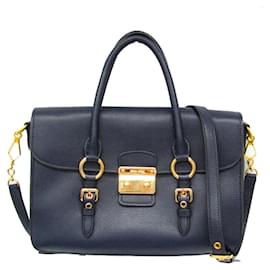 Borsa in pelle blu navy Miu Miu MADRAS per donne