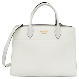 Prada Bibliothèque 1BC034 Handtasche aus weißem Leder