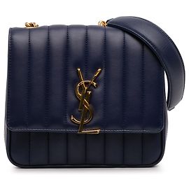 Bolso de cadena Vicky Monogram mediano en piel de cordero azul Saint Laurent