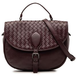 Borsa a tracolla in pelle doppia faccia con rifiniture Intrecciato rossa di Bottega Veneta