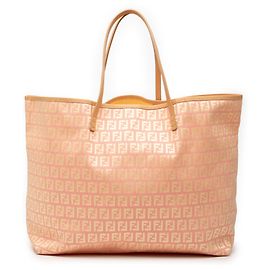 Fendi Pink Medium Zucchino Canvas Roll Tote
