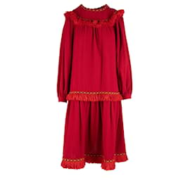 Vestido smock vintage de Yves Saint Laurent con flecos - años 70