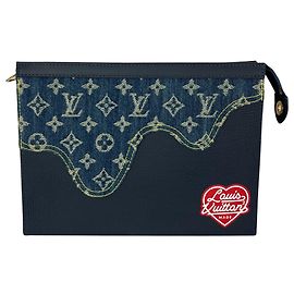Borsa Clutch Crossbody Pochette Voyage MM in Taurillon Denim Drip Louis Vuitton X Nigo