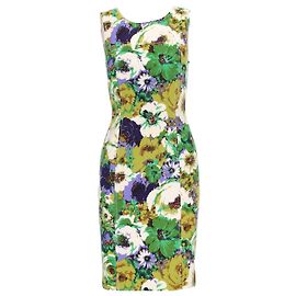 Blumarine Grünes ärmelloses Blumenkleid - 10er Jahre