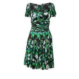 Blumarine Midi Grünes Blumen Kleid - 10er Jahre