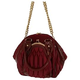 BELINDA Handtasche Bordeaux gesteppter Seidenoptik Stoff - Autre Marque