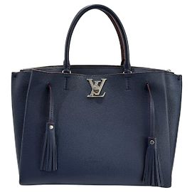Sac à main Louis Vuitton Lockmeto Marine Rouge Bleu Marine Cuir