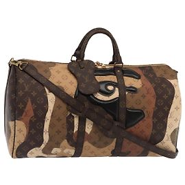 LOUIS VUITTON LV Portrait Keepall Bandouliere 55 Borsa Marrone M46677 Auth 86022SM