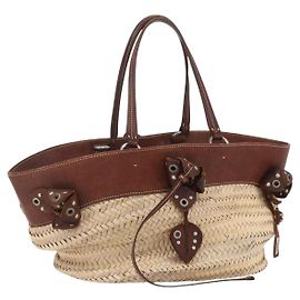 Borsa Miu Miu in rafia beige argento autentica 159300V