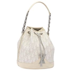 Borsa a spalla romantica in tela Trotter Christian Dior PVC bianco argento autentica 133156V