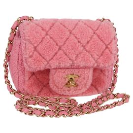 CHANEL Borsa a Spalla Matelassé Catena Lana Rosa Oro CC Auth 128240SM