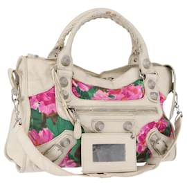 Sac Giant City en cuir et nylon 2 en 1 Balenciaga blanc argent 173084 Auth 162774V