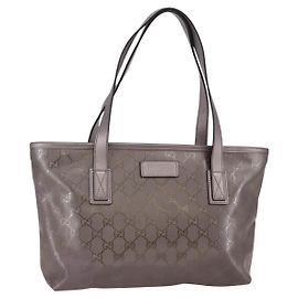 Borsa tote in PVC GG Implementation di GUCCI Argento Rosa grigio 211138 Auth ki6125