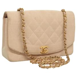 CHANEL Matelassé Ketten Schultertasche Diana Canvas Rosa CC Auth 120753A